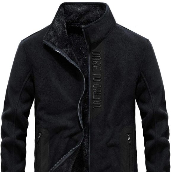 Black Mens Fleece Jacket - Picture 1 of 5